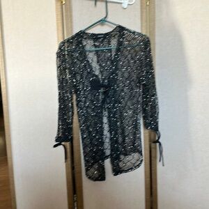 Black and White open Knit cover up small